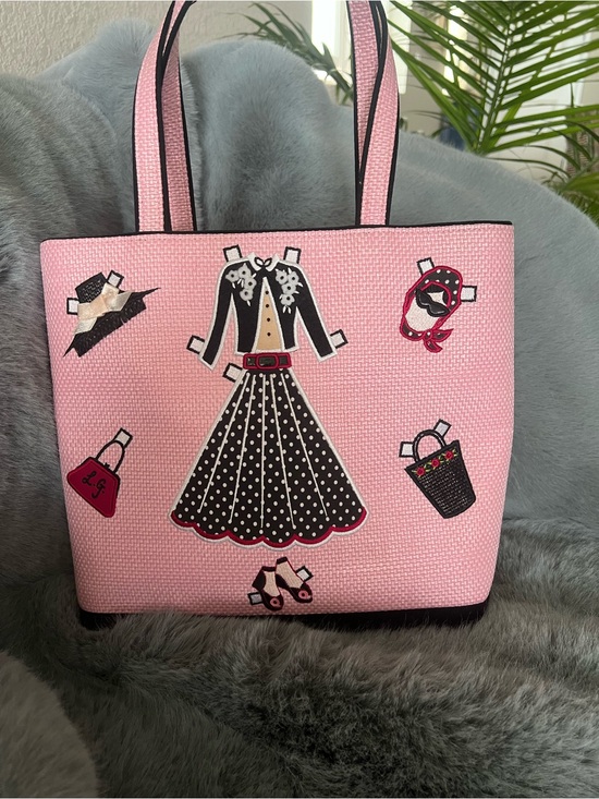 Lulu Guinness Handbags - Lulu Guinness Paper Doll Tote with Black & Red Fashion Illustration